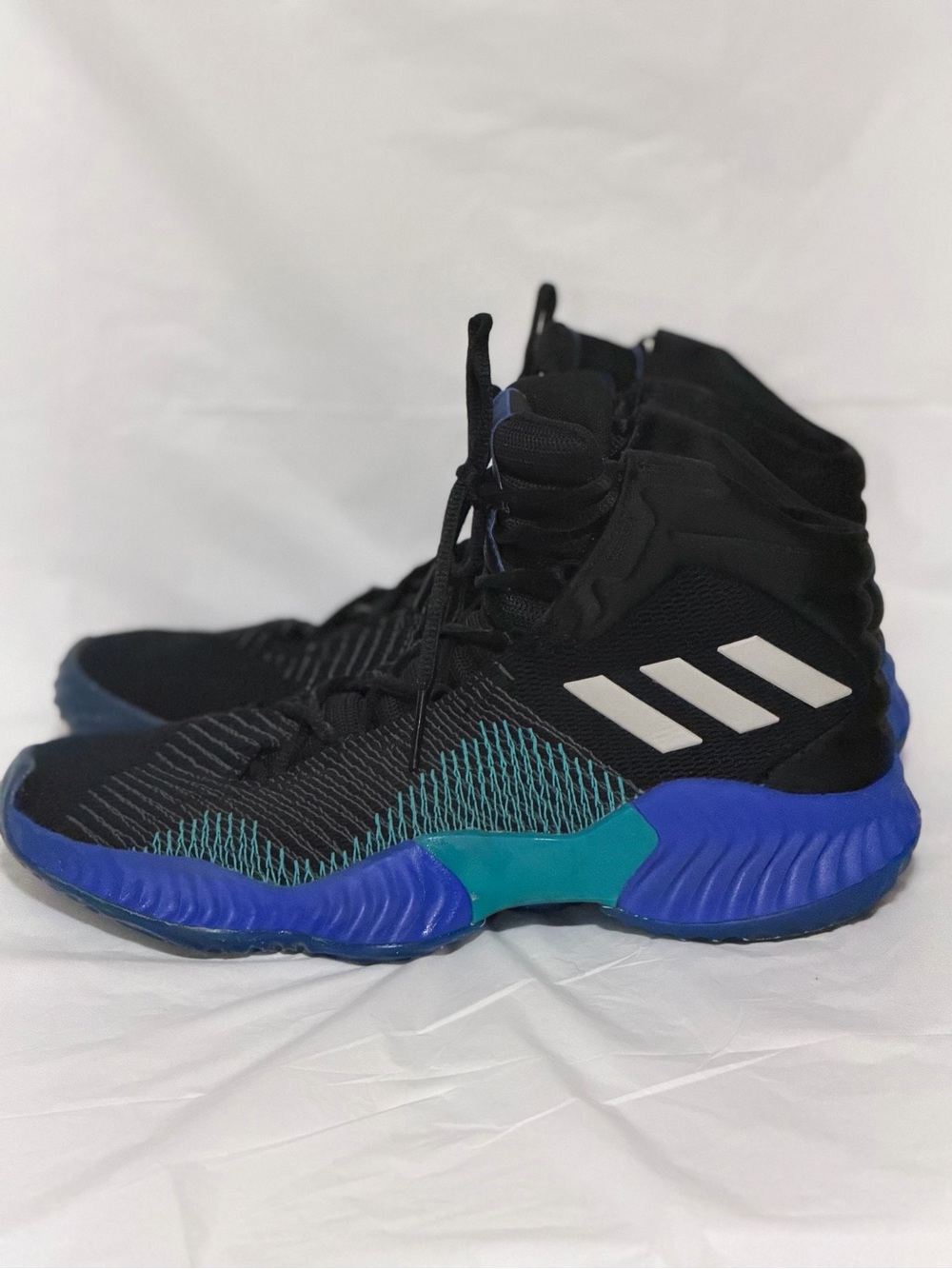 adidas Black with Blue and Teal High-Top Sneakers